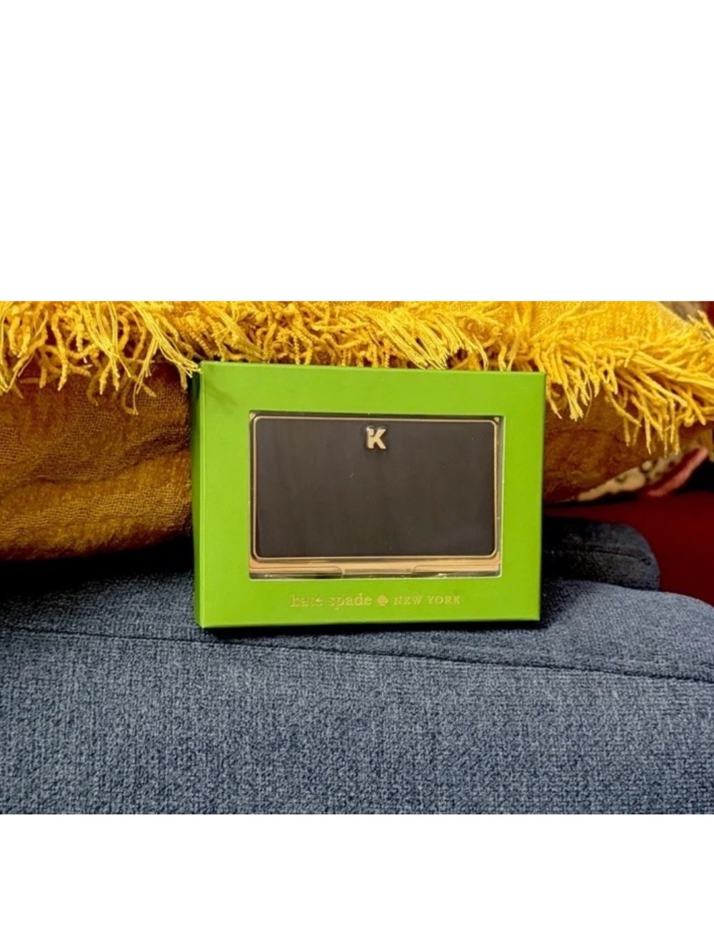Kate Spade Lenox One in A Million Business Card Holder Black & Gold, Monogram K